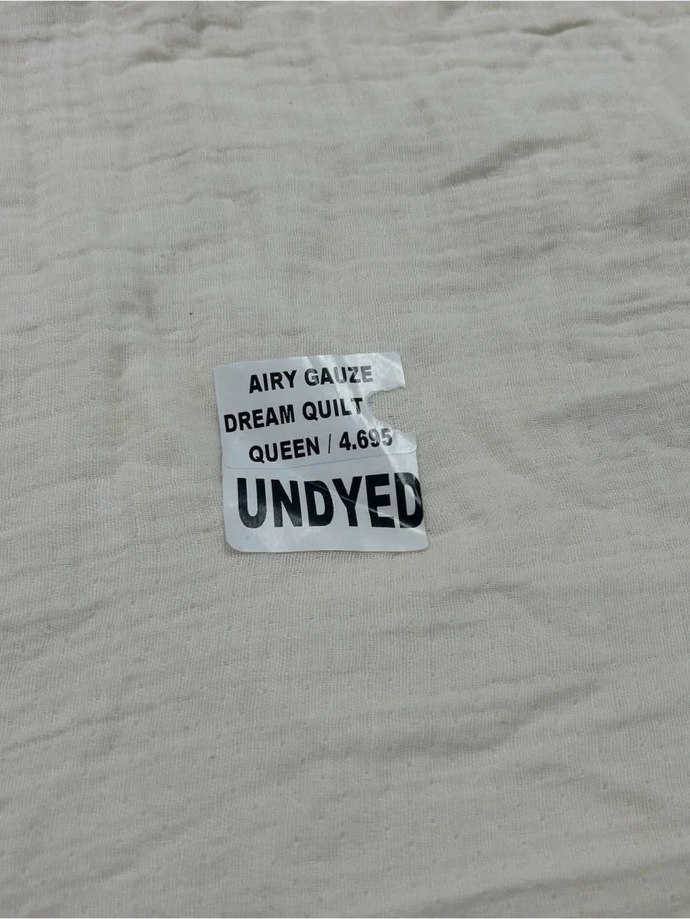 NWOT QUINCE Organic Airy Gauze Dream Quilt Full/Queen Undyed 8685